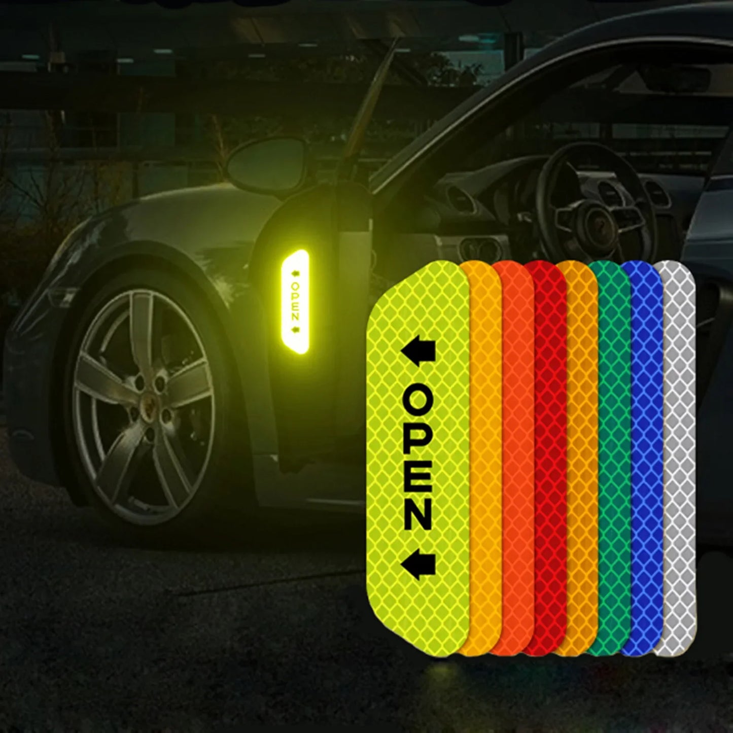 Night Reflective Car Door Sticker Safety Opening Warning Reflector Tape Decal Auto Car Accessories Exterior Interior Reflector